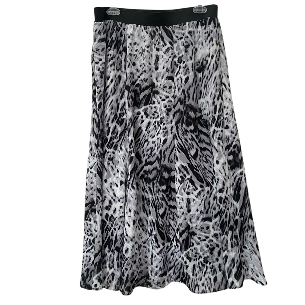 Christopher & Banks Black White Animal Print Skirt size L